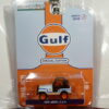 CLÁSICO TODOTERRENO 4X4 NUEVO EN MINIATURA A ESCALA APROXIMADA 1/64 DE LA EDICIÓN ESPECIAL Y LIMITADA DE GULF. VISTA FRONTAL. BLISTER.